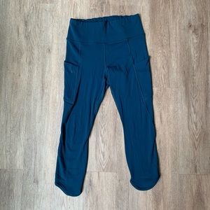 Athleta Up For Anything 7/8 Blue Tights